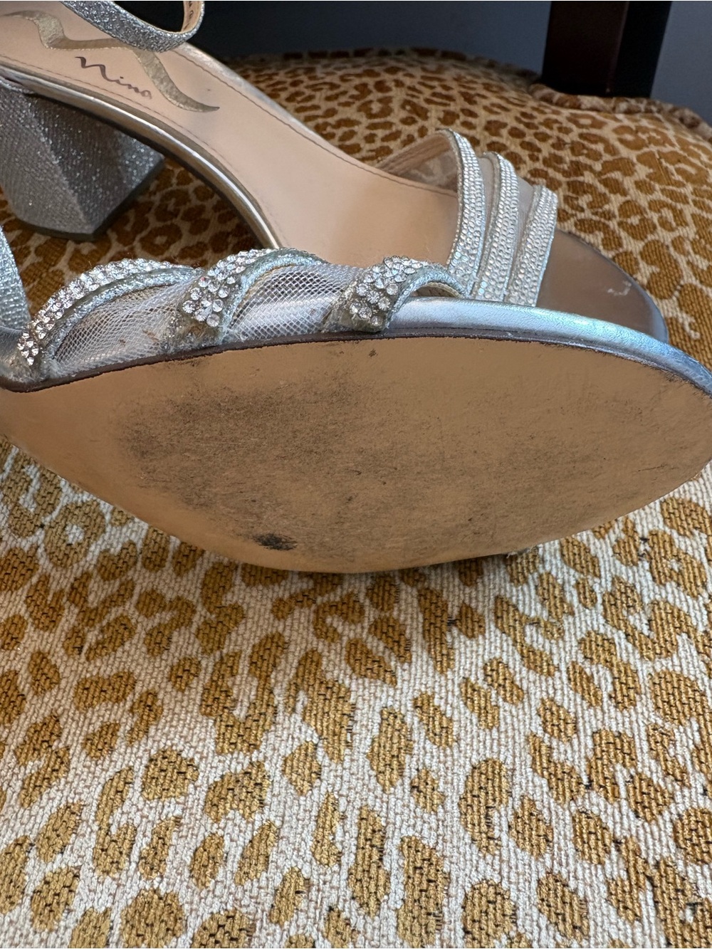 Nina Silver Sparkle Strappy Block Heel Sandals - Picture 6 of 6